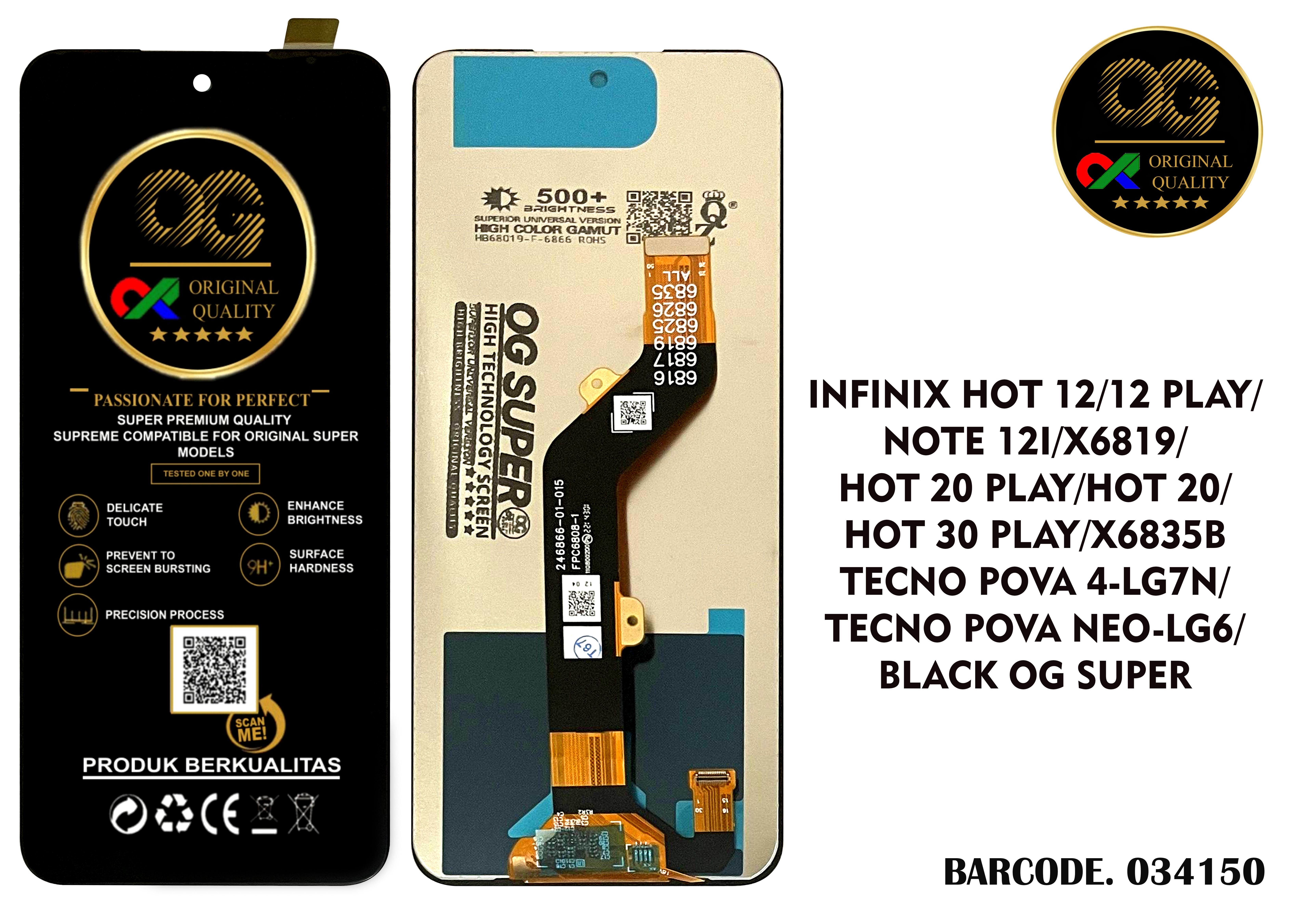 LCD Infinix Hot 12 / 12 Play X6817 X6816D / Hot 20 20 Play Note 12I OG Super