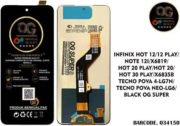 LCD Infinix Hot 12 / 12 Play X6817 X6816D / Hot 20 20 Play Note 12I OG Super