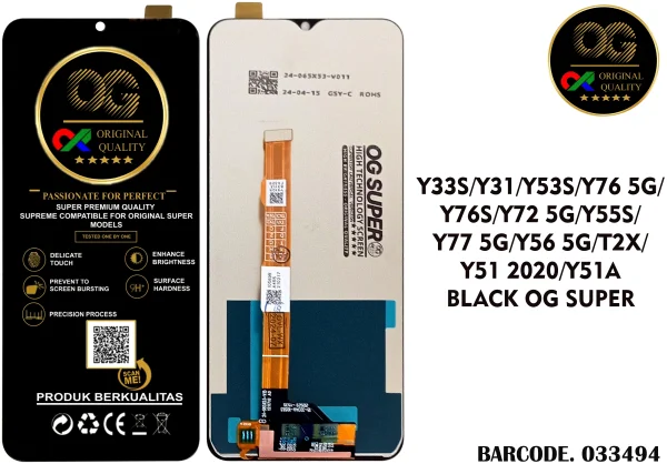 LCD Vivo Y33S / Y33T / Y21T / Y76S / Y76 5G / Y74S / T1X OG Super